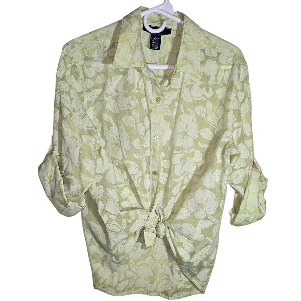 Jones Wear Sport‎ Size 12 Women's lightweight Green Floral top Vacation